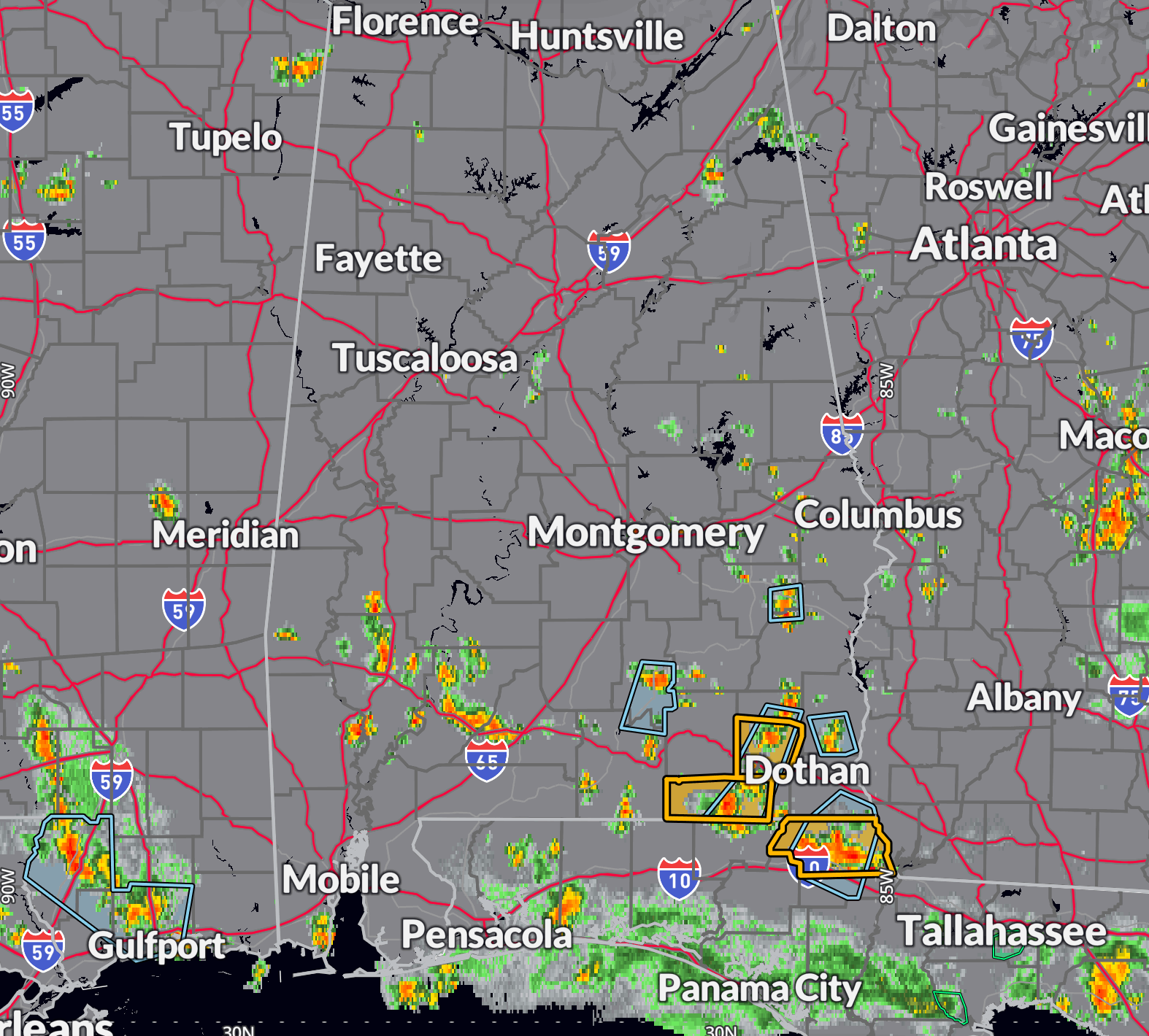 Strong Storms Over South Alabama
