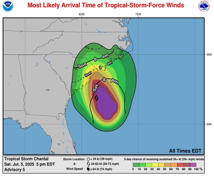 Tropical Storm Chantal: Late Saturday Afternoon Update