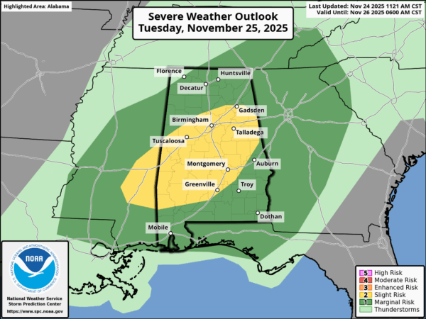 Rain Arrives After Midnight; A Few Strong Storms Tomorrow | Alabama ...