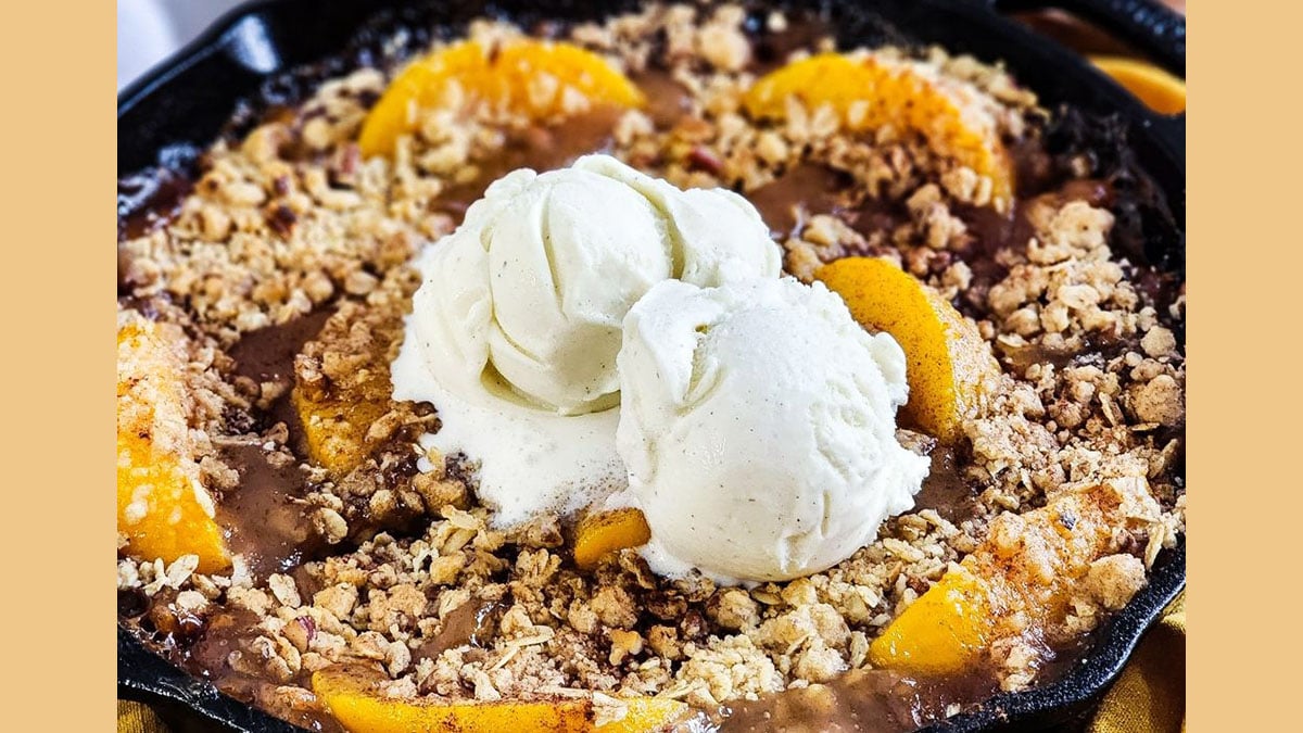 Recipe: Pecan Bourbon Peach Crisp