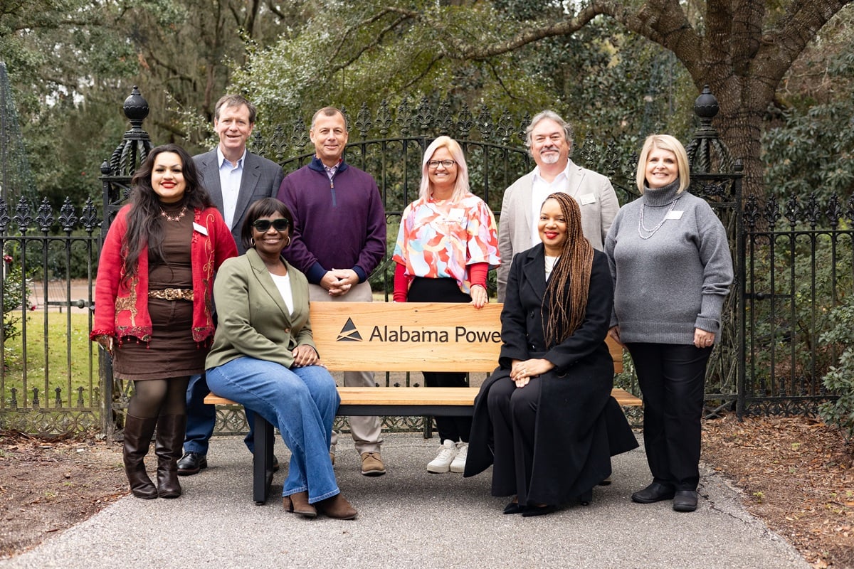 Alabama Power uses recycled materials to craft bench for Bellingrath Gardens