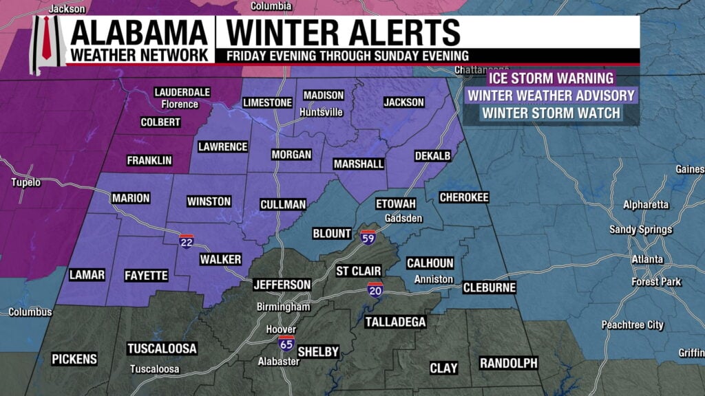 Ice Storm Warning Issued For NW Alabama This Weekend | Alabama Weather ...