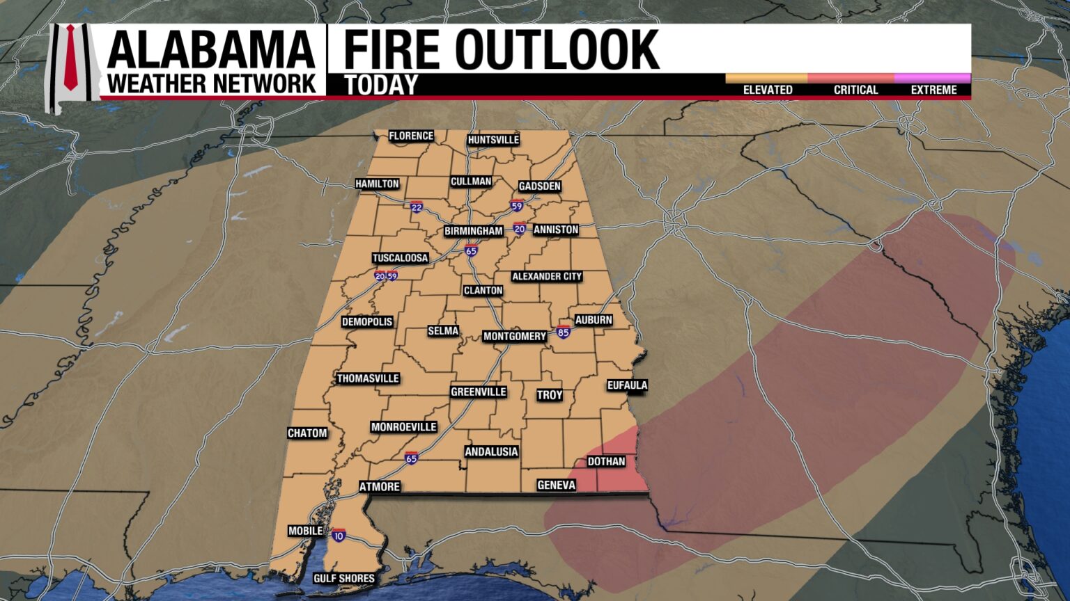 Dry Saturday, Fire Risk Elevated | Alabama Weather Network