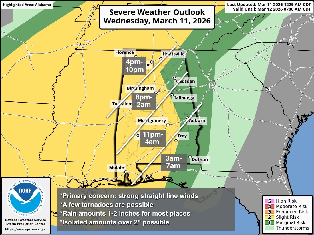 Strong/Severe Storms Late This Afternoon And Tonight | Alabama Weather ...