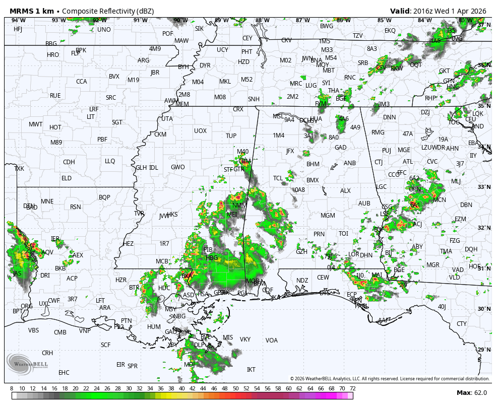 Warm April Afternoon With Spotty Thunderstorms | Alabama Weather Network