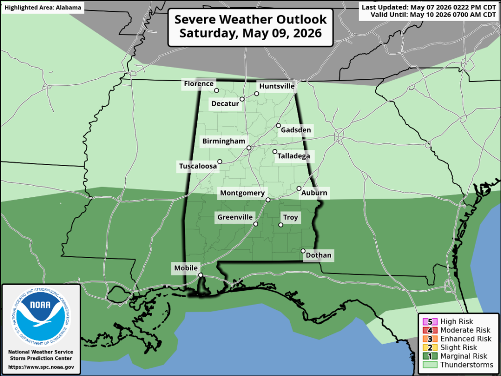 Dry/Cooler Tonight; Some Rain Over The Weekend | Alabama Weather Network