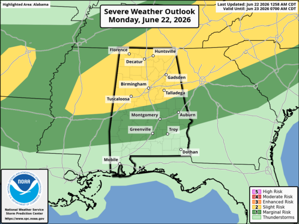 Strong Storms Possible Across Alabama Later Today