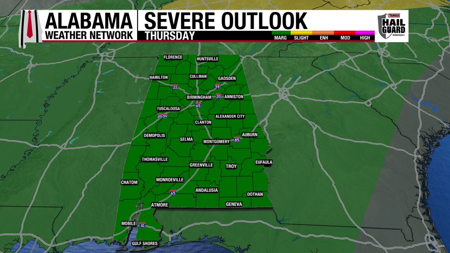 Rain for Most of AL, Storms South Today | Alabama Weather Network