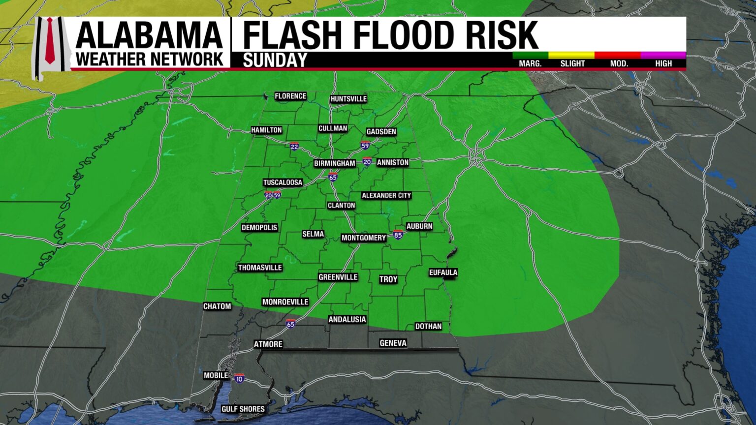 Flooding and Strong Storms Today | Alabama Weather Network